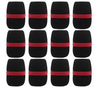 BESTOMZ Lot de 12 Bonnettes Mousse Anti-vent pour Microphone Portable, Protection Antibruit, Éponge Noire Anneau Rouge, Adaptée Karaoké et Enregistrement Live