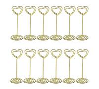 Bestomz - Lot de 12 supports sur pied en forme de cœur pour numéro de table, cartes, photo, menu doré