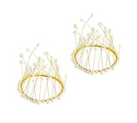 BESTOMZ Lot de 2 Décorations pour Gâteau, Couronnes de Perles Blanches Réutilisables, Ornements Élégants pour Décoration de Pâtisserie, Accessoires pour Fêtes d'anniversaire et Mariages