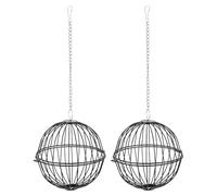 BESTOMZ Lot de 2 Mangeoires Suspendues en Acier Inoxydable pour Oiseaux et Rongeurs, Distributeur de Boules de Graisse et Support de Nidification, Panier de 33 Cm Noir pour Jardin