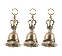 BESTOMZ Lot de 3 Cloches Décoratives en Laiton Vintage Or, Petites Cloches Faciles à Utiliser pour Bricolage et Décoration de Noël