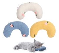 BESTOMZ Lot de 3 Coussins de Protection Cervicale pour Animaux de Compagnie de U, Oreillers Respirants Bleu, Blanc et Jaune, Tapis de Couchage Souple Adapté Chiots et Chats, Lit Intérieur