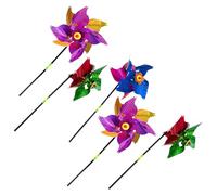 BESTOMZ Lot de 5 Moulins à Vent Épouvantails D’Oiseaux en PVC Coloré 24x50 Cm, Roues à Épingle à Effet, Anti-Oiseaux pour Vergers et Décoration Jardin Extérieur