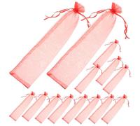 BESTOMZ Lot de 50 Petits Paquet à Bijoux en Organza Rouge Cordon, Pochettes Pratiques pour Éventails Pliants, Faciles à Ouvrir et Fermer pour Fêtes et Mariages