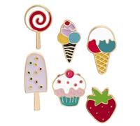 BESTOMZ Lot de 6 Épingles en Alliage Mignonnes Crème Glacée et Fraise, Accessoires D'été Faciles à Assortir pour Vêtements et Paquet, pour Rassemblements à Thème