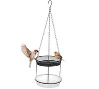 BESTOMZ Mangeoire pour Oiseaux Extérieure en Fer et Plastique Double Plateau, Design Suspendu Élégant et Résistant aux Intempéries pour Jardin Décoratif