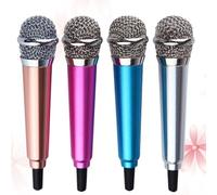 BESTOMZ Microphone Enregistrement Vocal en Métal Bleu K Song Portable Compatible Prise 3,5 Mm, Pack de 4 Mini Microphones Faciles à Transporter Smartphone pour PC et Laptop