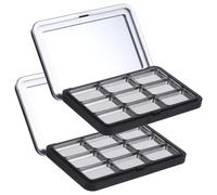 BESTOMZ Palette de Maquillage Vide Noire 2 Pièces, Étui à Fard à Paupières Multi-grilles en As, Grosse Capacité et Étanche, pour Voyage et Rangement Paquet à Main