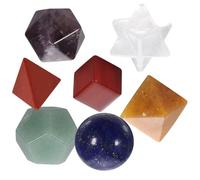 BESTOMZ Pierres de Chakra pour Thérapie par Cristal Ensemble de 7 en Cristal Naturel avec Solides de Platon Géométriques pour Contemplation et Présent
