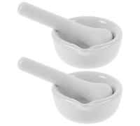 BESTOMZ Pilon en Porcelaine Fine 60mm avec Mortier, 2 Ensembles de Bol Rond Blanc, Facile à Utiliser, pour Laboratoire ou Usage Médical, Plusieurs Styles Plusieurs styles