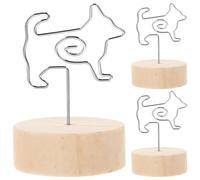 BESTOMZ Pince Mémo à Base en Bois Beige, Porte-carte Photo Léger et Facile à Prendre, Lot de 3 Pièces pour Décorations de Bureau et Maison