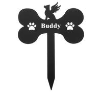 BESTOMZ Plaque Commémorative Chien Stèle Commémorative en Métal Noire D’os, Décoration de Jardin Portable pour Mémorial Animal et Funérailles de Chien