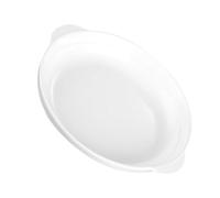 BESTOMZ Plat en Céramique Blanc à Double Poignée, Résistant Micro-ondes, pour Restaurants et Maison, Assiette Ronde pour Plats D'abalone et Œufs Vapeur
