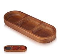 BESTOMZ Plateau de Service Bois Massif à Compartiments Assiettes à Sauce Compartimentées pour Apéritifs Bbq Hot Pot et Petit-déjeuner Plateau de Cuisine et Facile à Nettoyer