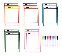BESTOMZ Pochettes et Œillet Métallique Effaçables Réutilisables en Pet à Sec Porte-stylo Protège-documents Pratiques Couleurs Aléatoires Couleur Aléatoire pour