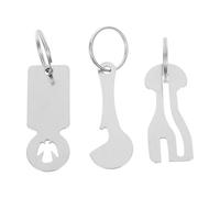 BESTOMZ Porte-clés Argenté Jeton de Chariot de Courses en Acier Inoxydable Multifonction Ouvre-bouteille, Lot de 3, pour Panier de Courses