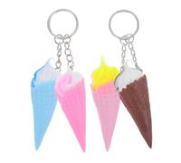 BESTOMZ Porte-clés Mignon de Glace Cône 4pcs, Pendentif Léger et Portable en Pvc, Design Réaliste pour Paquet à Main ou Fête