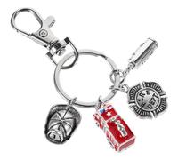 BESTOMZ Porte-clés Structure Robuste Casque et Extincteur en Alliage Pompier Créatif et Design Compact, pour Paquet à Dos et Portefeuille