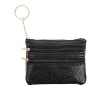 BESTOMZ Portefeuille Compact pour Femmes en Cuir PU Fermeture Éclair Sécurisée, Porte-Monnaie Noir Portable, Petit Paquet de Cartes Usage Quotidien