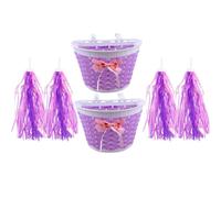 BESTOMZ Rubans pour Guidon de Vélo Pourpre 4 Pièces Décor de Vélo en Plastique avec Panier Présent d'anniversaire Fête pour Garçon et Filles