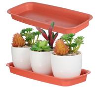 BESTOMZ Soucoupe Rectangulaire pour Pot de Fleurs 2 Pièces en Plastique | Orange, pour Plantes et Jardinières, Garde la Zone Propre et Limite L’écoulement D’eau Terre