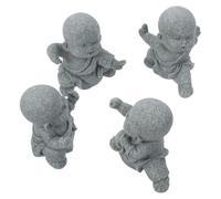 BESTOMZ Statue de Bouddha en Grès Sandstone, Lot de 4 Pièces, Décor Compact pour Accessoires de Contemplation et Tableau de Bord de Voiture, Style Esthétique Asiatique