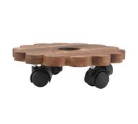 BESTOMZ Support à Fleurs en Bois Massif Diamètre 25 Cm avec 4 roulettes Pivotantes à Frein Diagonal Plateau Mobile pour Pots de Fleurs avec Trous de Drainage Base Pratique