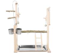 BESTOMZ Support D'entraînement en Bois de Piment N°5 pour Perroquet - Perchoir de Table Multifonction Aire de Jeux Interactive pour Oiseaux - d'exercice et Développement Mental pour Cage
