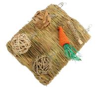 BESTOMZ Tapis pour Animaux Petits Animaux 6 Pièces en Paille Naturelle Tissé, Lit Rafraîchissant Mâcher pour Lapin, Cobaye, Hamster, Oiseau, Litière Confortable et Absorbante pour Cage