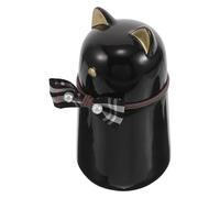 BESTOMZ Urne Funéraire en Céramique Noire pour Petits Animaux de Compagnie, Boîte à Cendres pour Chat avec Oreilles Dorées, Urne Commémorative Décorative Adaptée aux Couleur