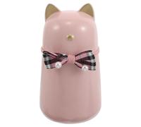 BESTOMZ Urne Funéraire en Céramique pour Petits Animaux de Compagnie, Boîte à Cendres de Chat Rose avec Nœud Décoratif et Oreilles Dorées, Urne Commémorative Décorative Couleur