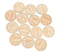 BESTonZON 1 Ensemble De 14 Cartes Mensuelles Avec Photographie De Copeaux De Bois Cadeaux Pour Bébé Garçon Cercles En Bois Cartes D'Anniversaire Pour Bébé Cadeaux Commémoratifs Cadeaux