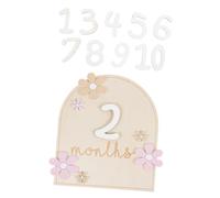 BESTonZON 1 Jeu accessoires photo nouveau-nés cartes de croissance de bébé emblèmes mois bébé jalon cadeaux de de bébé pour les garçons en bois disque ornements carte mensuelle CD
