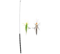 BESTonZON 1 Jeu de Baguettes pour Chat : Baguette en Silicone à Plumes avec clochettes et pièces de Rechange - Motif sauterelles réaliste pour Chaton d'intérieur, Stimulant Son Instinct de