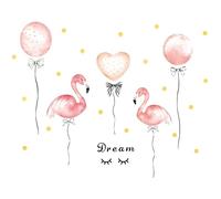 BESTonZON 1 Pc stickers ballon flamant rose stickers muraux fille chambre des filles papier peint rose fond d'écran sticker mural maison animal Autocollant mural décorations appliqué
