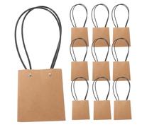 BESTonZON 10 Paquet D'emballage pour Fleurs en Papier Kraft Khaki Poignées Portables, 10 Pièces, Style Simple et Généreux, pour Bouquets et Décorations Botaniques