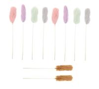 BESTonZON 10 Pièces Kitten Teasing Wand Set Plush Fluffy Cat Teaser Toy for Indoor Play Lightweight Interactive Wand for Exercise and Mental Stimulation