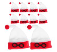 BESTonZON 10 Pièces Mini Chapeaux en Peluche Blancs pour Bouteilles, Décoration de Noël Festive et Solide, Accessoires Uniques pour Loisirs Créatifs et Fêtes de Fin D'année