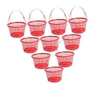 BESTonZON 10 Pièces Panier De Cueillette De Fruits Fraises Cueilleur Enfants Osier Panier De Baies Moissonneuse Panier De Jardin avec Corbeille Petit Forme Plastique Rouge