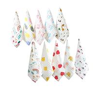 BESTonZON 10 Pièces Serviette Pour Garçon Fille Pur Coton Bavoir Et Lingette De Toilette Lavable Et Absorbante