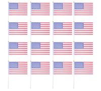 BESTonZON 100 Pièces Drapeau Américain à Main Mini Drapeau de Décoration de Fête 14x21cm en Polyester et Plastique, Fête de L'indépendance Événements Historiques