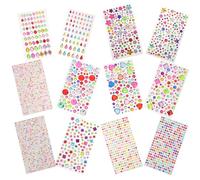 BESTonZON 12 feuilles de strass autocollants : pierres précieuses en cristal à dos plat, bijoux en pierres précieuses acryliques, bijoux de maquillage pour enfants, pour loisirs créatifs, nail