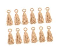 BESTonZON 12 Pièces Kit de Pendentifs DIY Pompon Kaki en Polyester Petit Anneau Décoratif pour Création Bijoux Accessoires Coque Téléphone et Vêtements pour Projets Créatifs