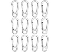BESTonZON 12 pièces Lot de Clips Porte-clés Ceinture Inoxydable Mousquetons Robustes pour Trousseau Camping Randonnée Outils et Sacs Unisexe