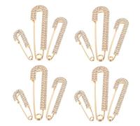 BESTonZON 12pièces Épingles de Sûreté Strassées Lot de Broches Clips Dorées Cristal pour Revers Foulard Châle Pull Robe Manteau
