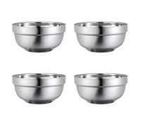 BESTonZON 13 cm Double couche en acier inoxydable Bols anti-chaud isolé bol à soupe bol famille vaisselle vaisselle bols de riz (4pcs)
