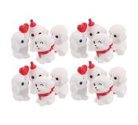 BESTonZON 16 Pièces Petite Figurine de Chiot en Résine, Cœur Blanc DIY | Mini Animal Décoratif, Ambiances de Fête à Thème Chien, Loisirs Créatifs, Format Compact, Blanc