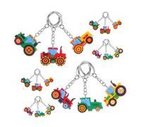 BESTonZON 18 Pcs Porte-clés Tracteur Miniature pour Garçon Fille Accessoires Agricoles et Véhicules de Travaux Publics Colorés Cadeaux de Fête pour Célébrations Récolte Automne et Festivals