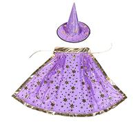 BESTonZON 1ensemble Costume De Sorcier Pour Garçon Fille Avec Cape Et Chapeau à Motif Étoilé Déguisement Pour Halloween Carnaval Et Cosplay