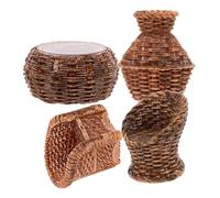 BESTonZON 1ensemble Set De Meubles Miniatures Rotin pour Décoration De Maison De Poupées Chaises Bac Panier pour -Paysage Et